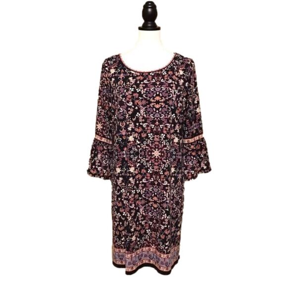 Max Studio Floral Bell Sleeve Dress L - Picture 1 of 9